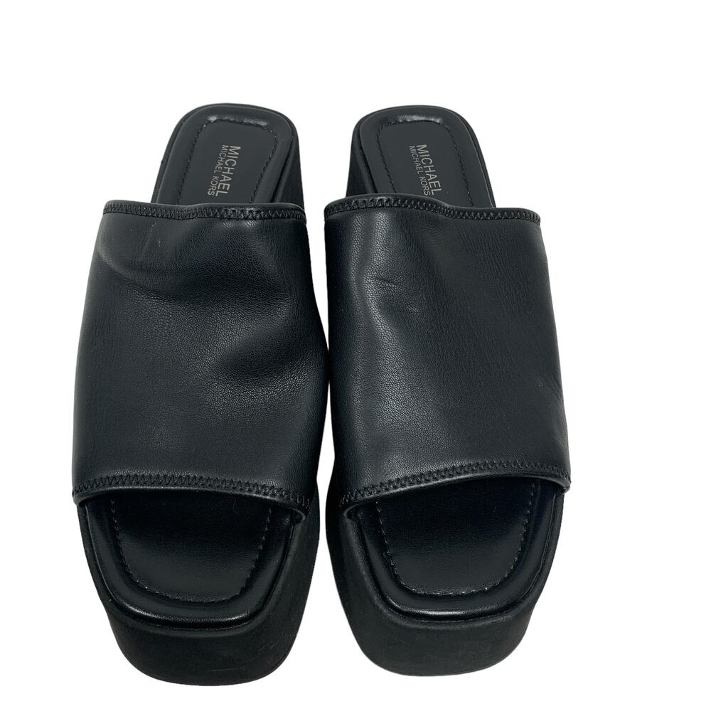 Michael Kors Womens Size 9 Dabney Black Platform Slide Sandals - Picture 3 of 8